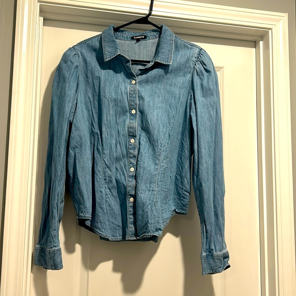 Express Padded Shoulder Jean Blouse